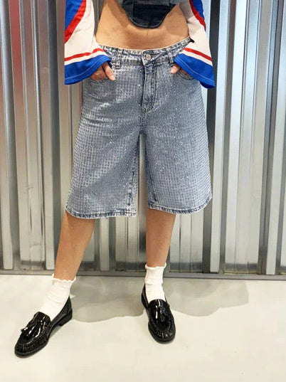Light Blue Denim Sparkling Shorts