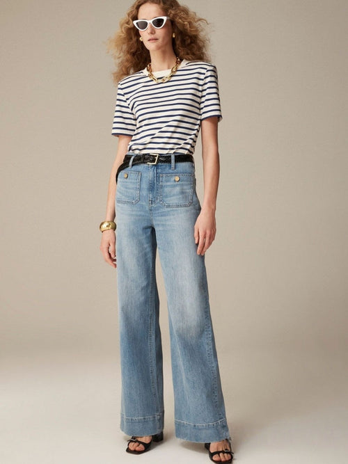 Accented Pocket Palazzo Jeans