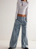Elastic Waist Wide-Leg Jeans