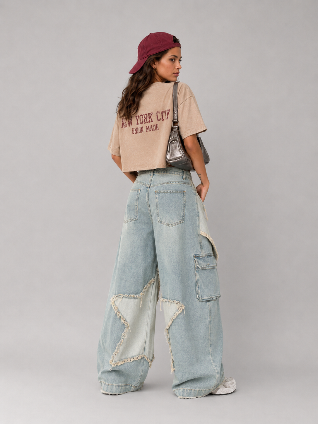 Star Patch Frayed Cargo Jeans