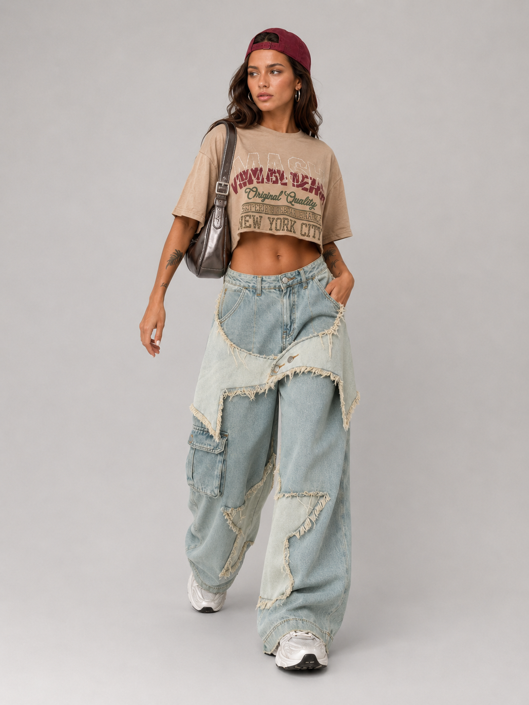 Star Patch Frayed Cargo Jeans