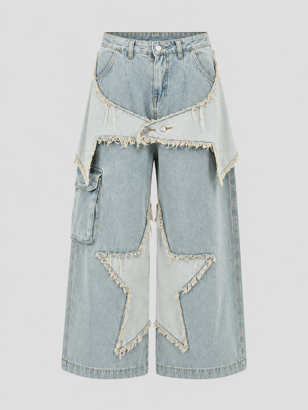 Star Patch Frayed Cargo Jeans