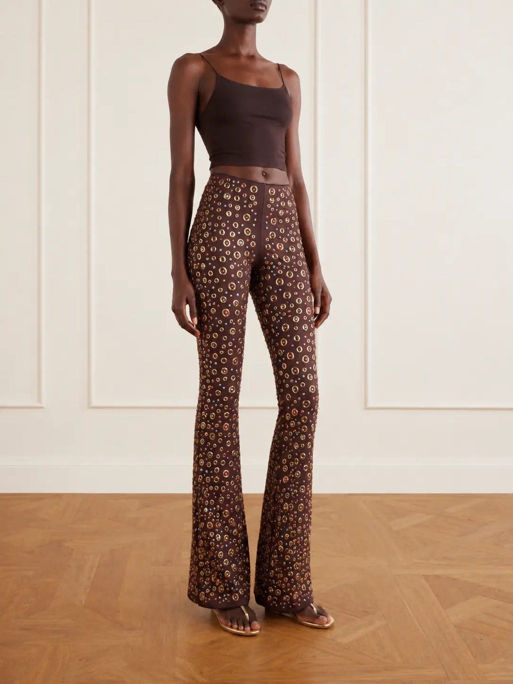 Embellished High-Rise Flare Pants