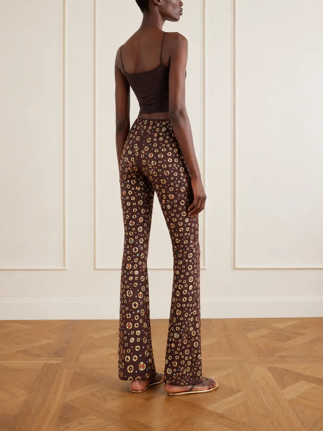 Embellished High-Rise Flare Pants